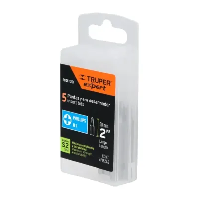 Set De 5 Puntas Industrial Estrella Ph1 De 2" Zanco 1/4" Truper