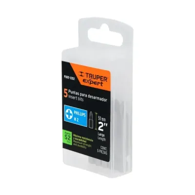 Set De 5 Puntas Industrial Estrella Ph2 De 2" Zanco 1/4" Truper