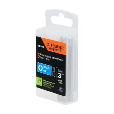 Set De 5 Puntas Industrial Estrella Ph2 De 3" Zanco 1/4" Truper