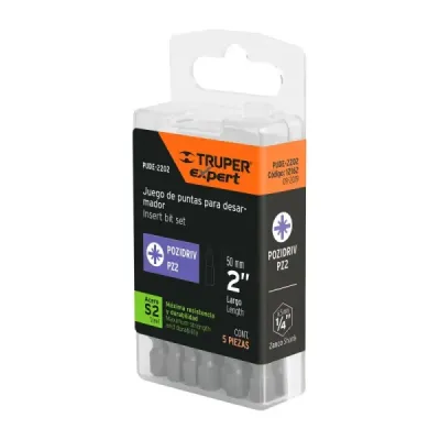 Set De 5 Puntas Pozidriv Pz2 De 2", Zanco 3/4" Industrial Truper