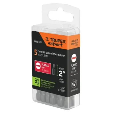 Set De 5 Puntas Pala 1/4" De 2" Zanco 1/4" Industrial Truper