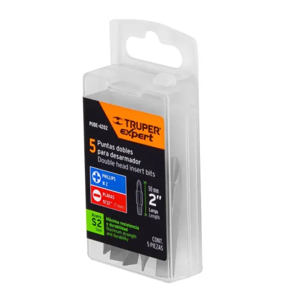 Set De 5 Puntas Dobles Pala Y Estrella De 2", Zanco 3/4" Truper (PUDE-4202 - 12179)