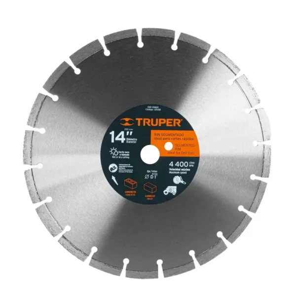 Disco Diamantado Rin Segmentado 14" Para Ladrillo, Concreto Truper (DID-3140C - 12548)