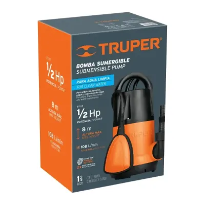 Bomba Sumergible De 1/2 Hp Para Agua Limpia Con Flotador Truper