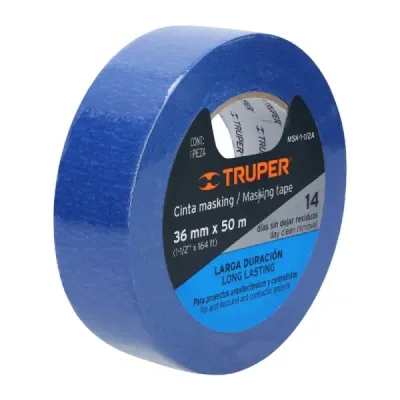 Cinta De Enmascarar Para Pintar Color Azul De 50 Mt X 36 Mm Truper