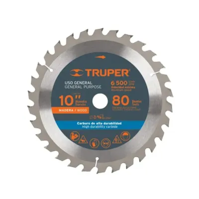 Disco Sierra Madera De 10", Centro 5/8", 80 Dientes Truper