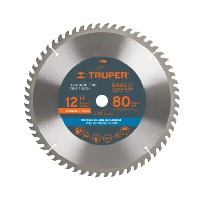 Disco Sierra Madera De 12", Centro 1", 80 Dientes Truper