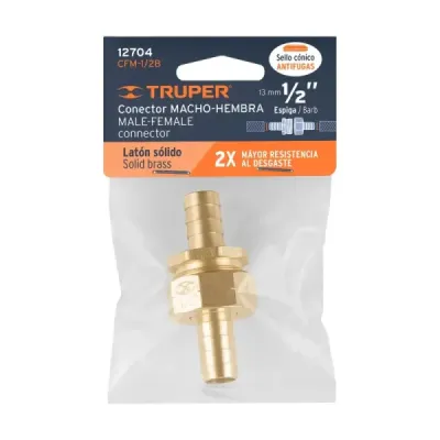 Juego De Acoples Roscados De Latón 3/4", Espiga 1/2" Truper
