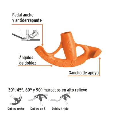 Doblador De Tubo De 1/2" Conduit Con Pedal Ancho Truper