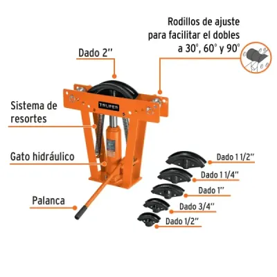 Doblador De Tubo Hidráulico Tubo De 1/2" A 2" 12 Toneladas Truper