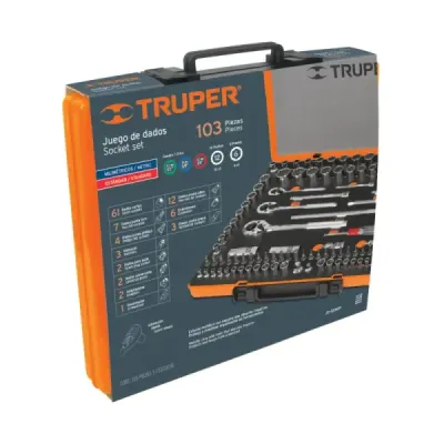 Juego De Copas 103 Piezas, Cuadrante 1/4", 3/8" Y 1/2" Truper