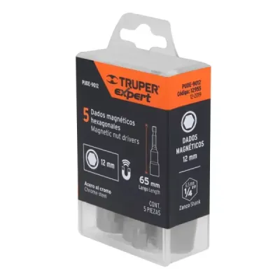 Set De 5 Copas Magnéticas 12 Mm, Zanco 1/4" Largo 2" Truper