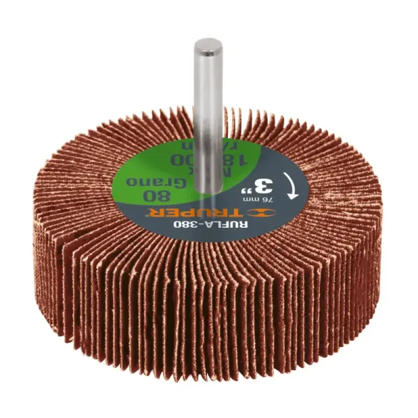 Rueda Flap De 3" Con Zanco De 1/4" Y Grano 80 Truper (RUFLA-380 - 13042)