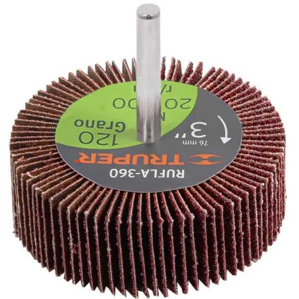Rueda Flap De 3" Con Zanco De 1/4" Y Grano 120 Truper (RUFLA-3120 - 13044)