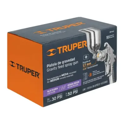 Pistola Para Pintar De Gravedad Lvmp 400 Ml, Boquilla 1.7 Mm Truper