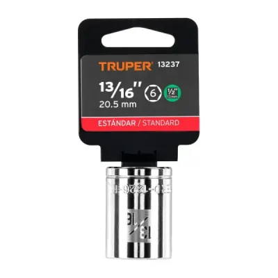 Copa Estándar 13/16" De 6 Puntas, Cuadrante De 1/2" Truper