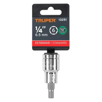 Copa Estándar De Punta Bristol 1/4", Cuadrante De 1/2" Truper