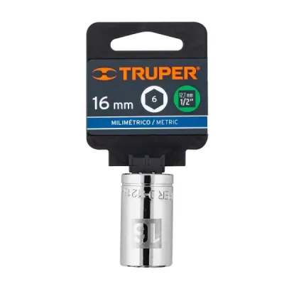 Copa Estándar 16 Mm De 6 Puntas, Cuadrante De 1/2" Truper