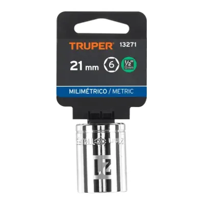Copa Estándar 21 Mm De 6 Puntas, Cuadrante De 1/2" Truper