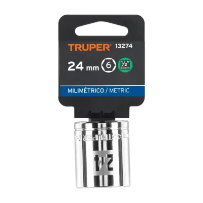 Copa Estándar 24 Mm De 6 Puntas, Cuadrante De 1/2" Truper