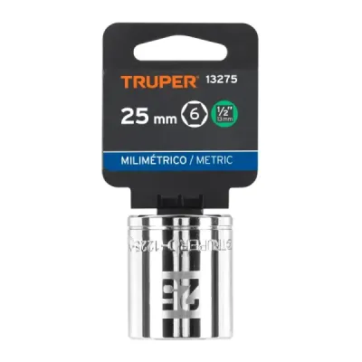 Copa Estándar 25 Mm De 6 Puntas, Cuadrante De 1/2" Truper