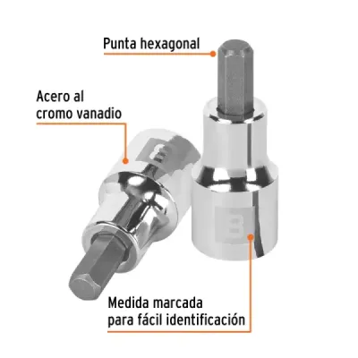 Copa Estándar De Punta Bristol 8 Mm, Cuadrante De 1/2" Truper