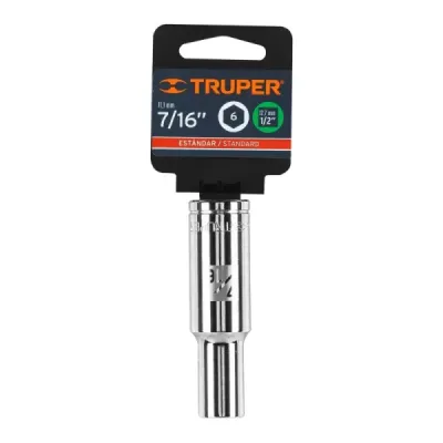 Copa Estándar Larga 7/16" De 6 Puntas, Cuadrante De 1/2" Truper