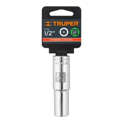 Copa Estándar Larga 1/2" De 6 Puntas, Cuadrante De 1/2" Truper