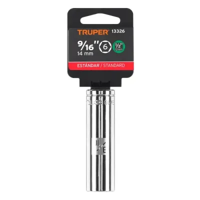 Copa Estándar Larga 9/16" De 6 Puntas, Cuadrante De 1/2" Truper