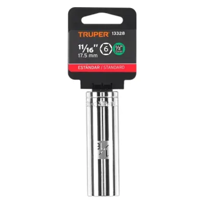 Copa Estándar Larga 11/16" De 6 Puntas, Cuadrante De 1/2" Truper