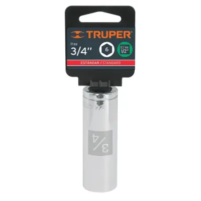 Copa Estándar Larga 3/4" De 6 Puntas, Cuadrante De 1/2" Truper