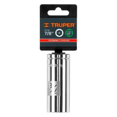 Copa Estándar Para Bujías 7/8", 6 Puntas, Cuadrante 1/2" Truper