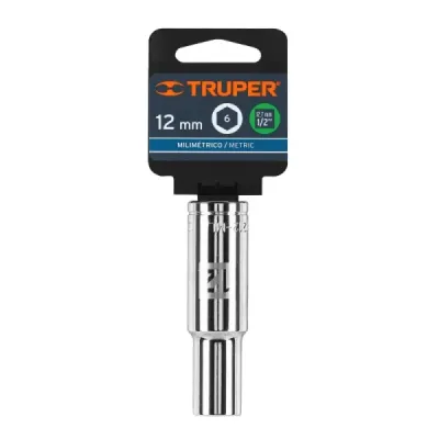 Copa Estándar Larga 12 Mm De 6 Puntas, Cuadrante De 1/2" Truper