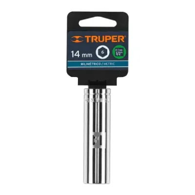 Copa Estándar Larga 14 Mm De 6 Puntas, Cuadrante De 1/2" Truper
