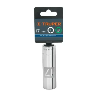 Copa Estándar Larga 17 Mm De 6 Puntas, Cuadrante De 1/2" Truper