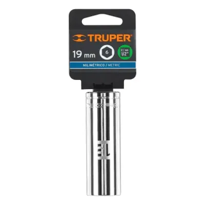Copa Estándar Larga 19 Mm De 6 Puntas, Cuadrante De 1/2" Truper