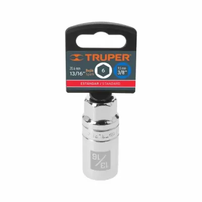 Copa Estándar Para Bujías 13/16", 6 Puntas, Cuadrante 3/8" Truper