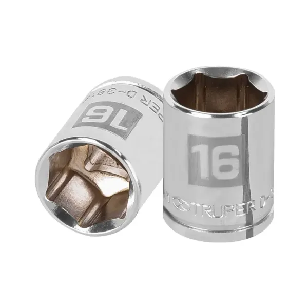 Copa Estándar 16 Mm De 6 Puntas, Cuadrante De 3/8" Truper (D-3816-HM - 13680)