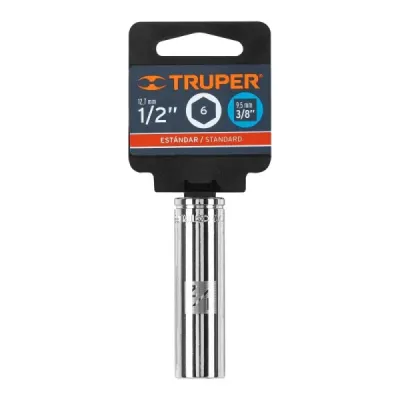 Copa Estándar Larga 1/2" De 6 Puntas, Cuadrante De 3/8" Truper