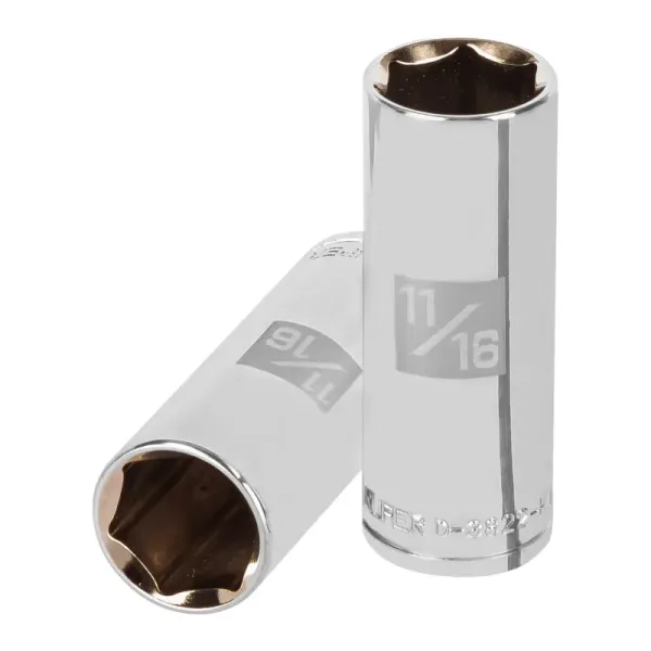 Copa Estándar Larga 11/16" De 6 Puntas, Cuadrante De 3/8" Truper (D-3822-HL - 13717)