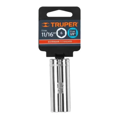 Copa Estándar Larga 11/16" De 6 Puntas, Cuadrante De 3/8" Truper