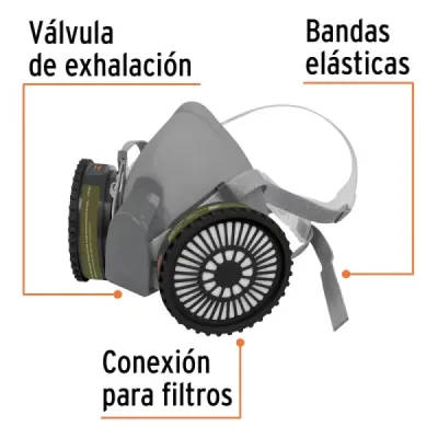 Máscara Profesional Media Cara Con 2 Filtros Para Gas Truper
