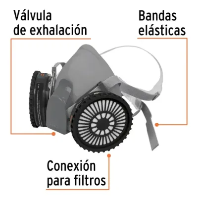 Máscara Profesional Media Cara Con 2 Filtros Para Pintura Truper