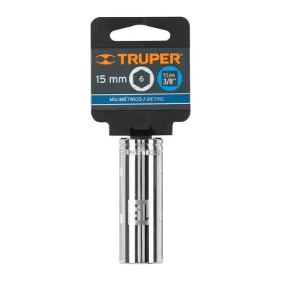 Copa Estándar Larga 15 Mm De 6 Puntas, Cuadrante De 3/8" Truper