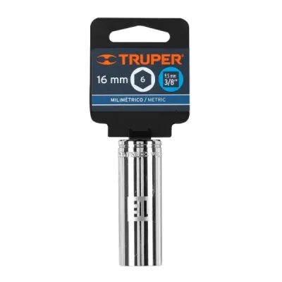 Copa Estándar Larga 16 Mm De 6 Puntas, Cuadrante De 3/8" Truper