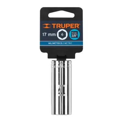 Copa Estándar Larga 17 Mm De 6 Puntas, Cuadrante De 3/8" Truper