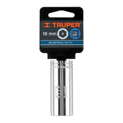 Copa Estándar Larga 18 Mm De 6 Puntas, Cuadrante De 3/8" Truper
