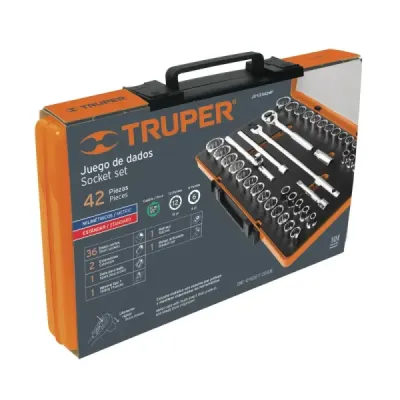 Juego De Copas Mixtas Con 42 Piezas, Cuadrante De 1/2" Truper