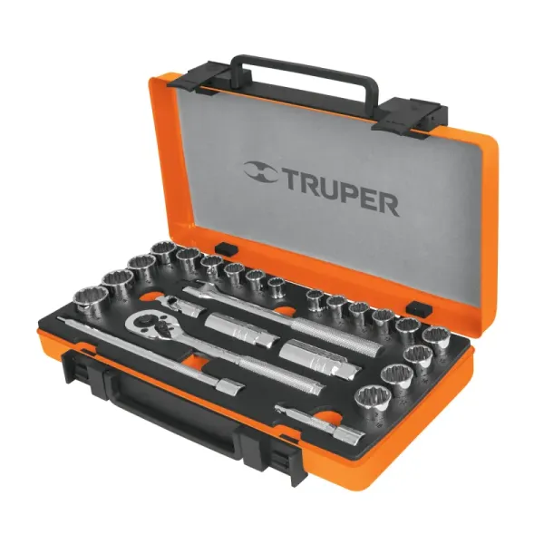 Juego De Copas Mixtas Con 25 Piezas, Cuadrante De 3/8" Truper (JD-3/8X26MP - 13954)