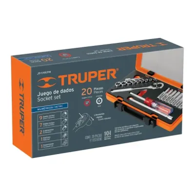 Juego De Copas Métricas Con 20 Piezas, Cuadrante De 1/4" Truper